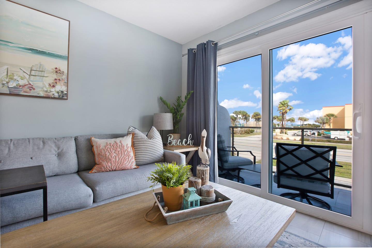 Marias Beach Condos living room steps from New Smyrna Beach